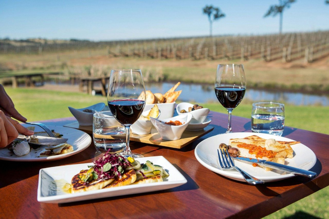 Food and wine at RidgeView Restaurant