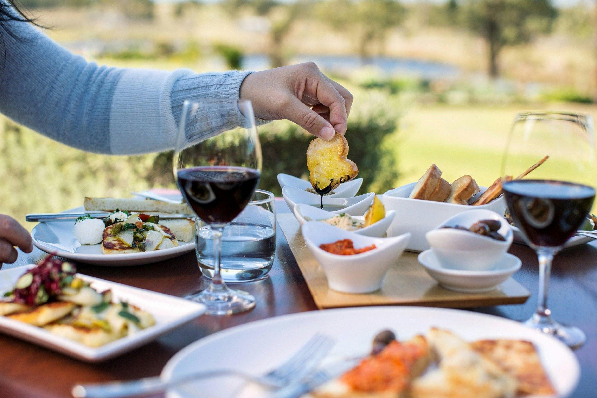 Food and wine at RidgeView Restaurant