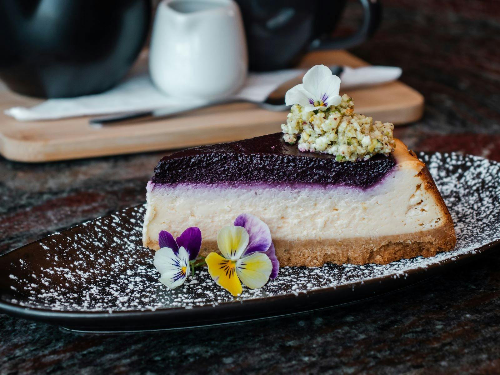 Gluten free blueberry curd cheesecake
