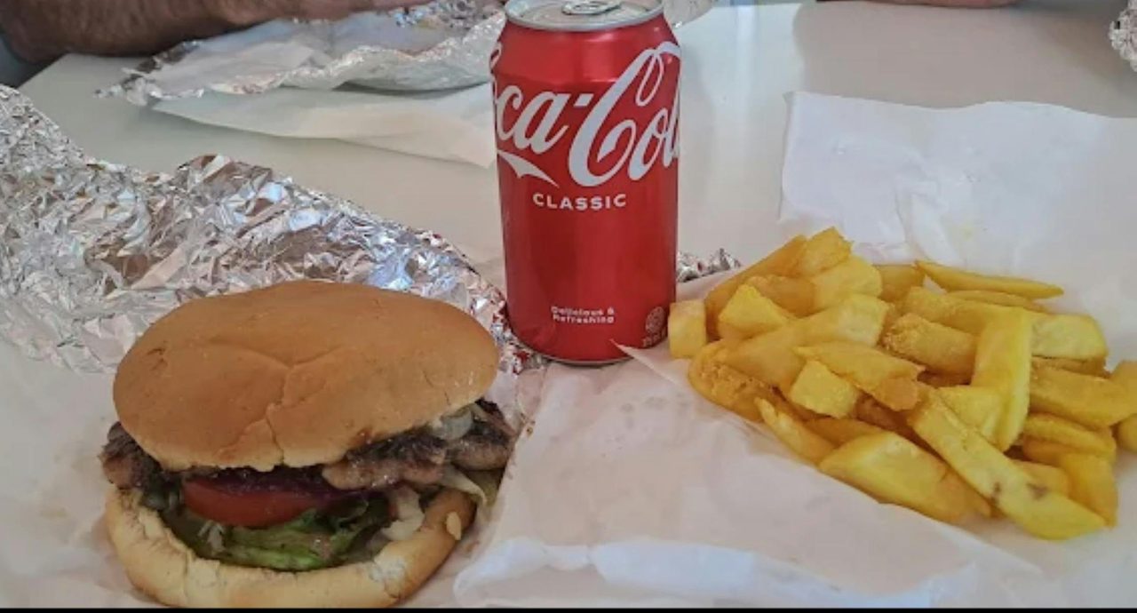 Burger and chips