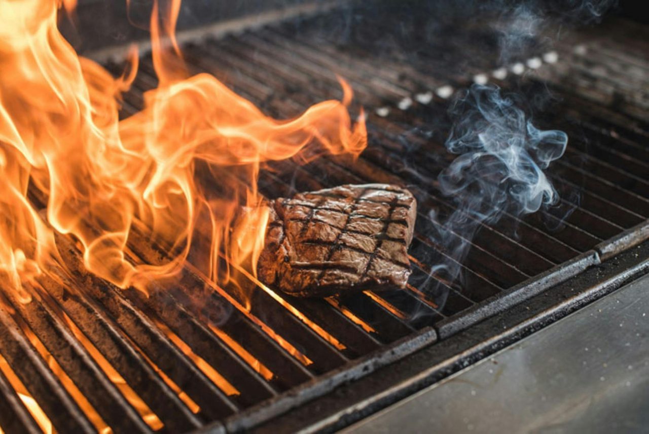 Steak in flames