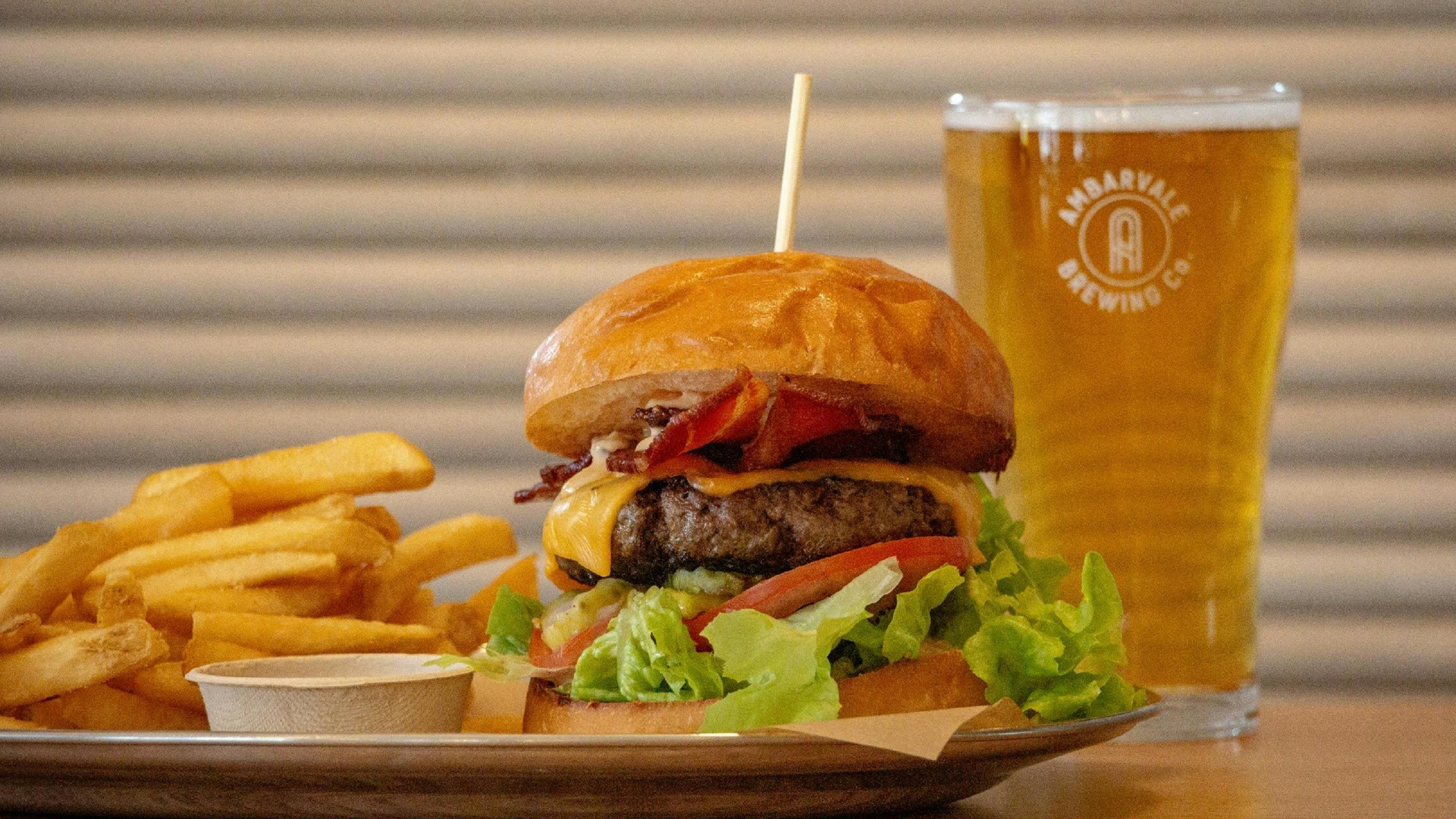 Burger and beer at The Ambarvale Hotel