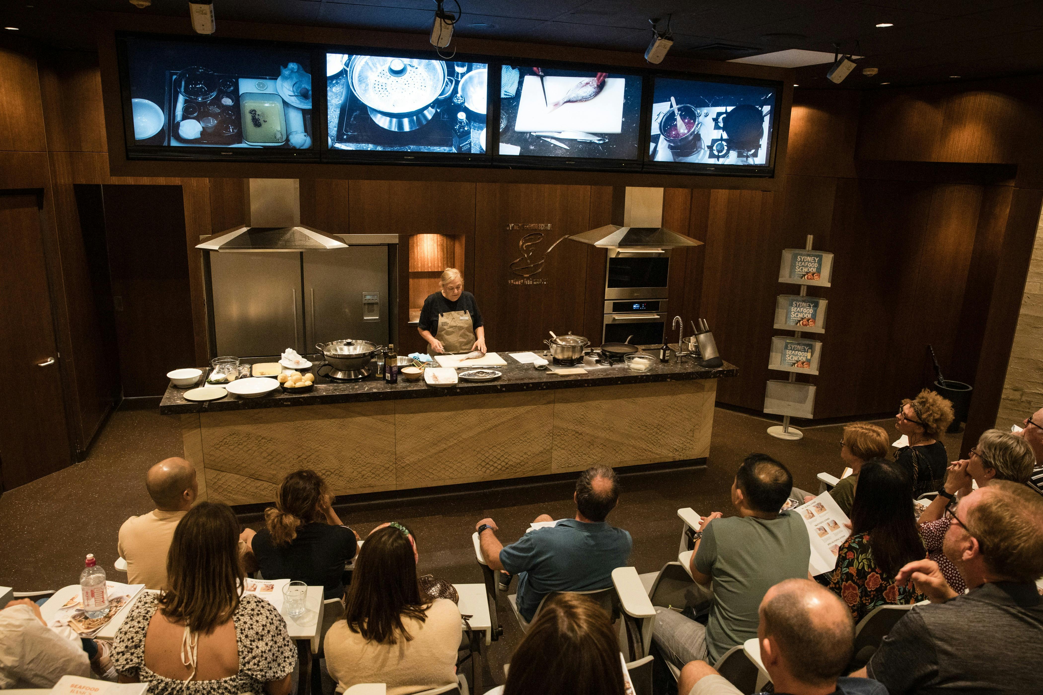 cooking demonstration in auditorium