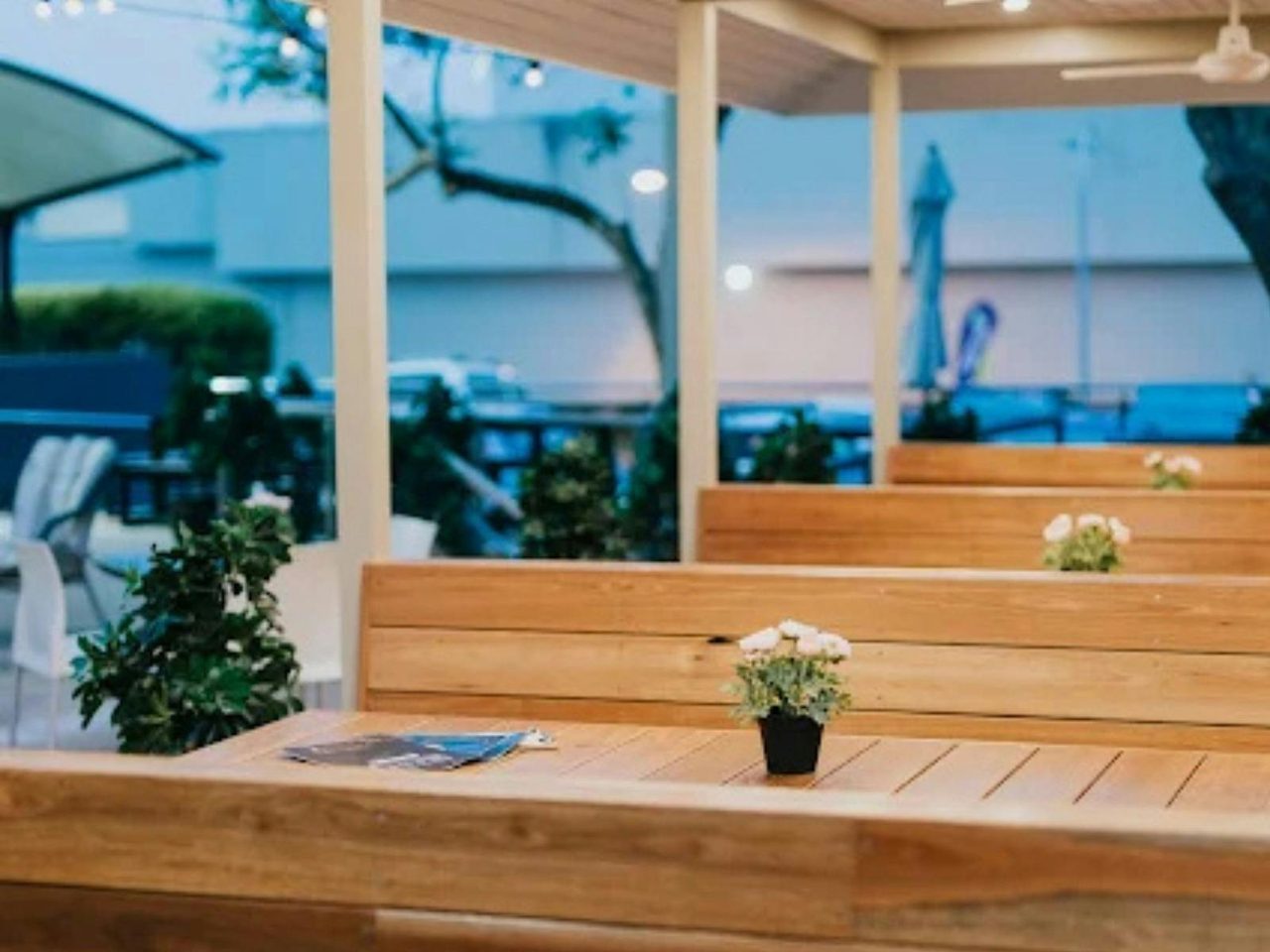 Outdoor Cabana Seating Area at Salamander Hotel
