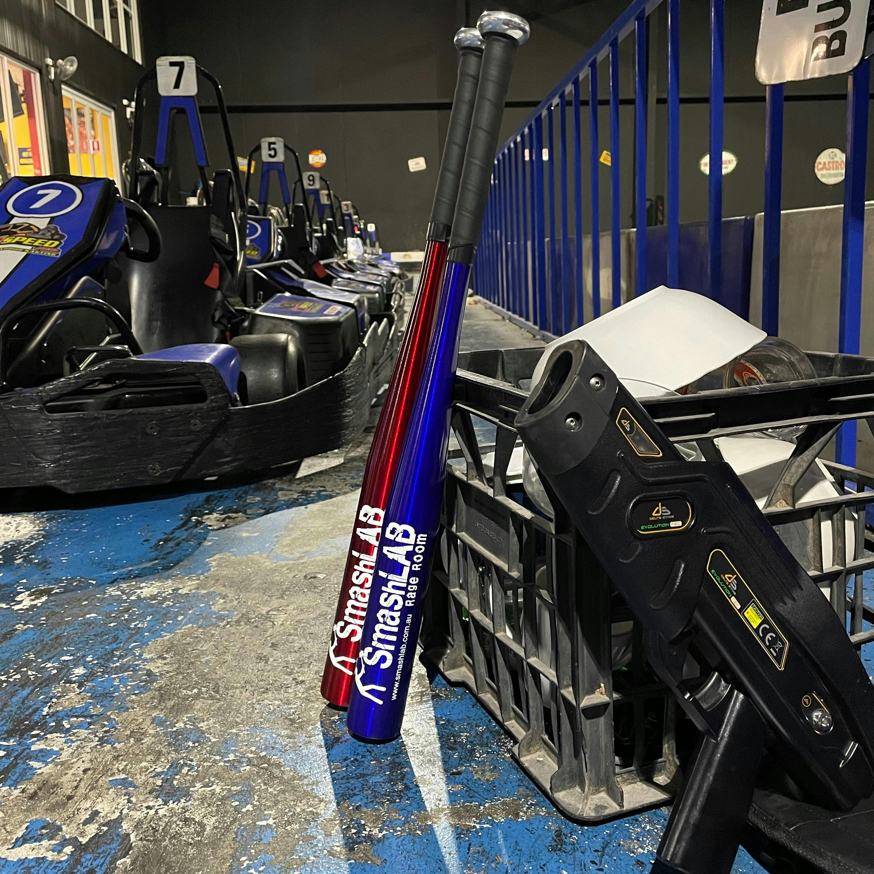 Go kart, rage room & laser tag