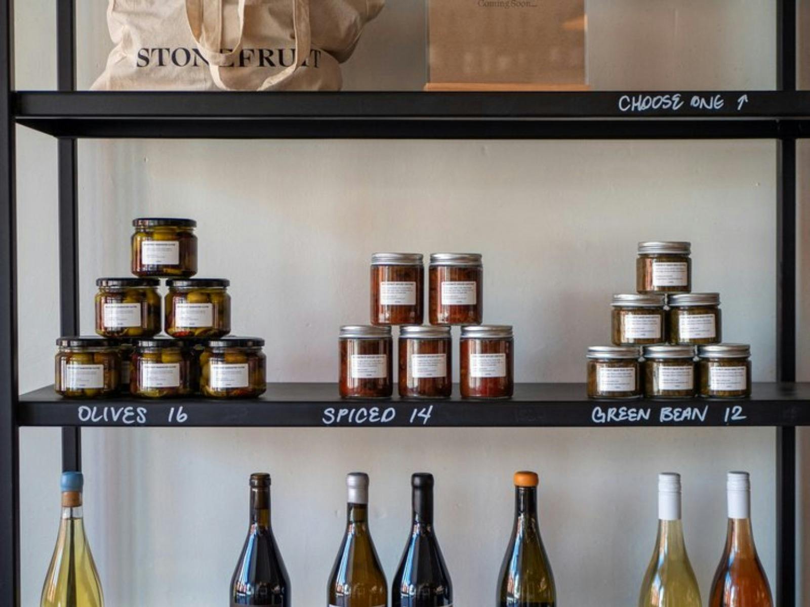 Local produce on shelves at Stonefruit