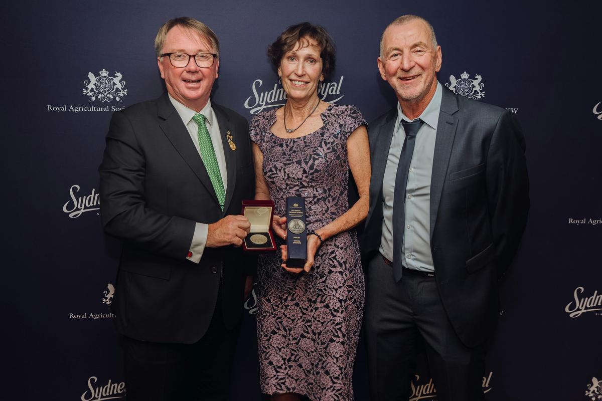 Jo and Gary with the NSW RAS President John Bennett after being awarded the 18th President's Medal